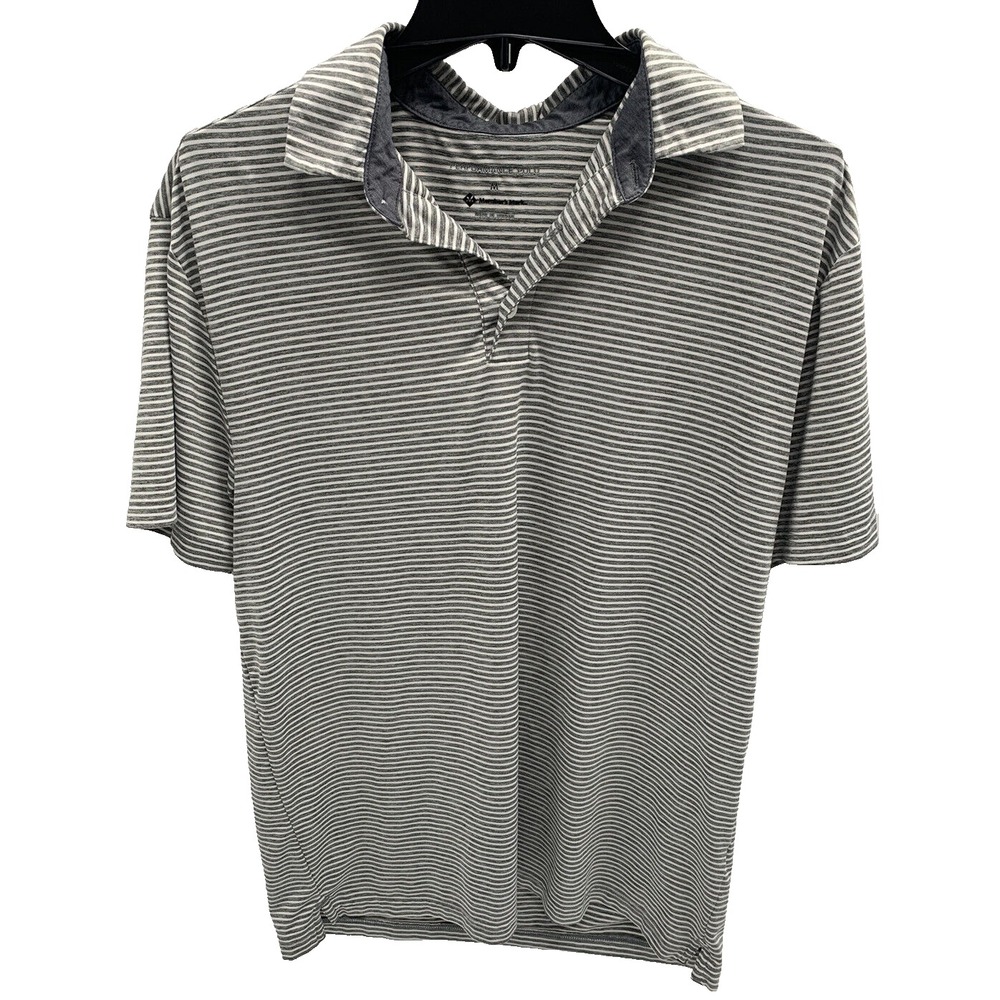 Men's MEMBER'S MARK Gray Stripe Performance Polo Golf Shirt Size Medium